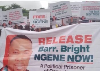 Bright Ngene – Protests Erupt in Enugu Over Continued Detention of Labour Party Lawmaker-Elect