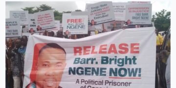 Bright Ngene – Protests Erupt in Enugu Over Continued Detention of Labour Party Lawmaker-Elect