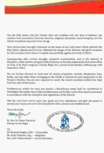 Anglican Diocese Suspends Priest Over ‘Arranged Prophecy’