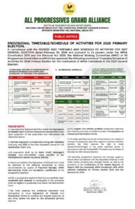 APGA Primary Election Timetable Released Ahead of 2027 General Election