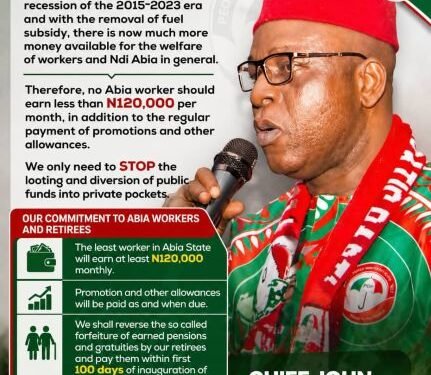 No Worker Should Earn Below N120,000 – PDP Chieftain Demands Major Wage Reform in Abia